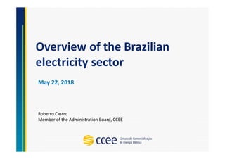 Overview of the Brazilian
electricity sector
May 22, 2018
Roberto Castro
Member of the Administration Board, CCEE
 