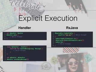 Explicit Execution
Handler RxJava
 