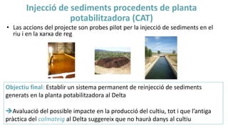 Injecció de sediments procedents de planta
potabilitzadora (CAT)
• Las accions del projecte son probes pilot per la injecc...