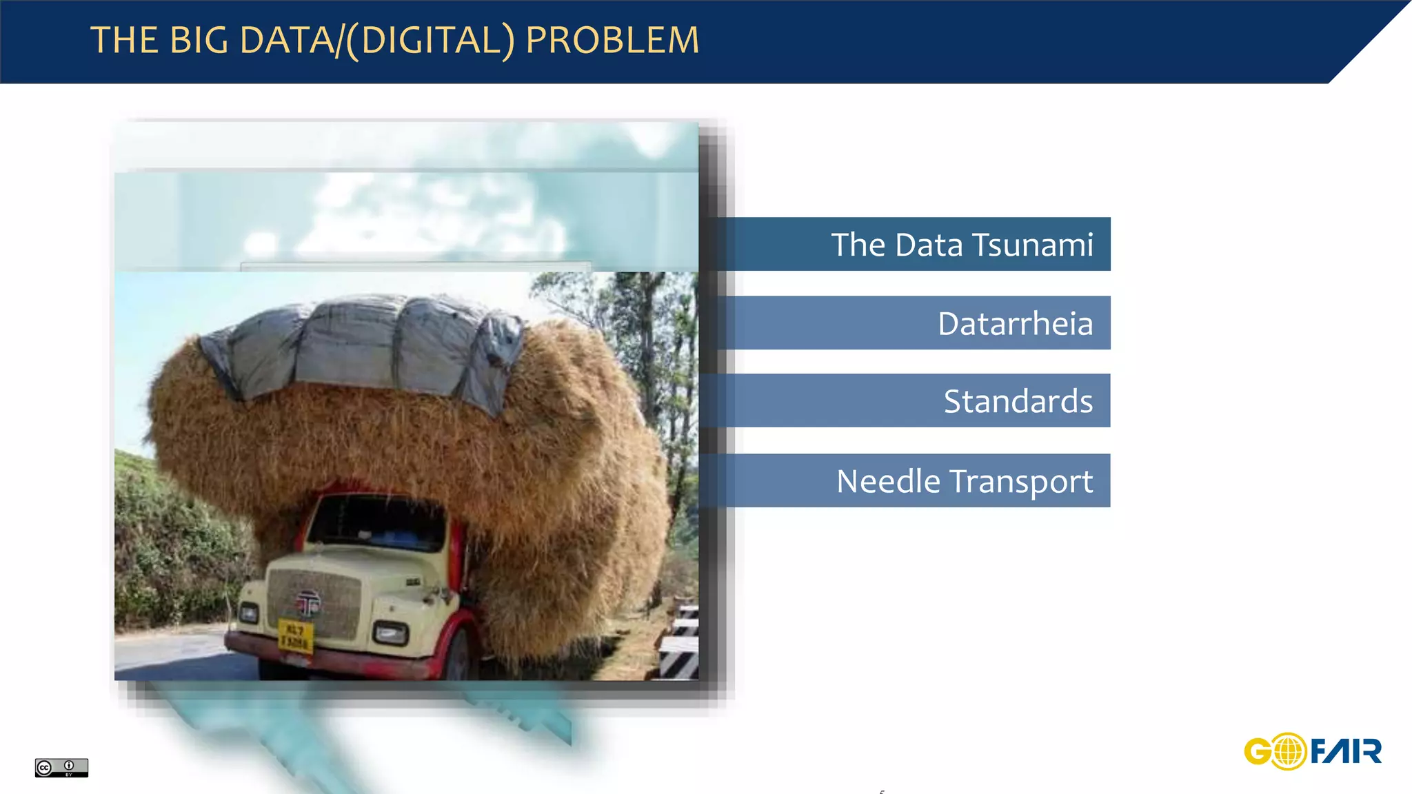 THE BIG DATA/(DIGITAL) PROBLEM
The Data Tsunami
Datarrheia
Standards
Needle Transport
 