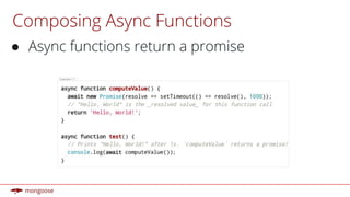 Composing Async Functions
● Async functions return a promise
 