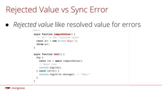 Rejected Value vs Sync Error
● Rejected value like resolved value for errors
 
