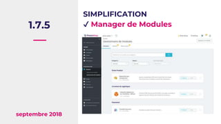 1.7.5
septembre 2018
SIMPLIFICATION
✔ Manager de Modules
 