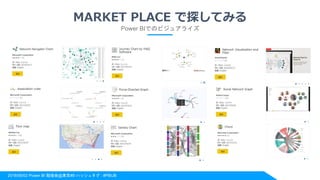2018/06/02 Power BI 勉強会@東京#8 ハッシュタグ : #PBIJB
MARKET PLACE で探してみる
Power BIでのビジュアライズ
 