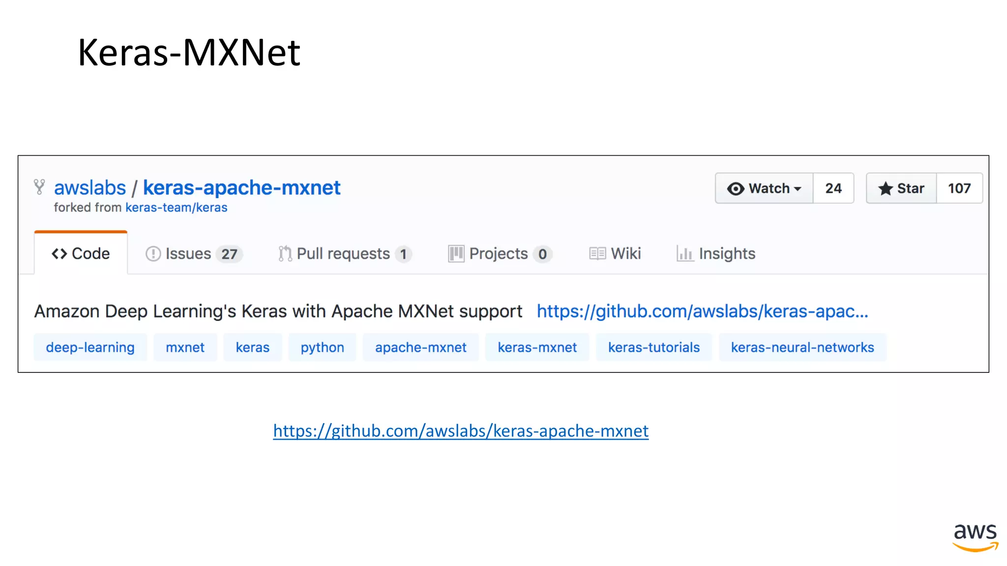 Keras-MXNet
https://github.com/awslabs/keras-apache-mxnet
 