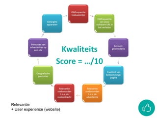 Kwaliteits
Score = …/10
Relevantie
+ User experience (website)
 