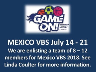 RHBC 6/10/18 Announcements