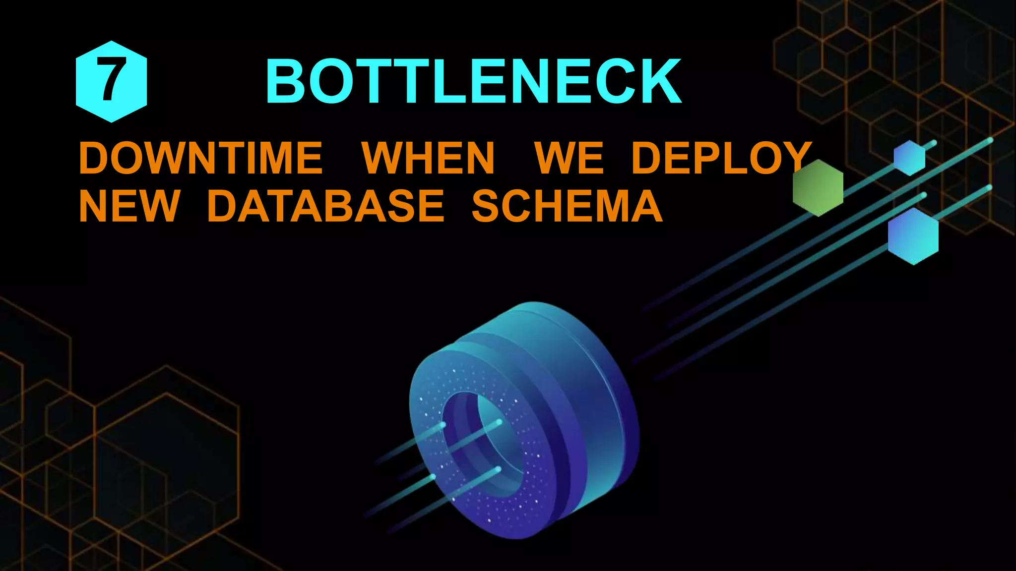 BOTTLENECK
DOWNTIME WHEN WE DEPLOY
NEW DATABASE SCHEMA
7
 