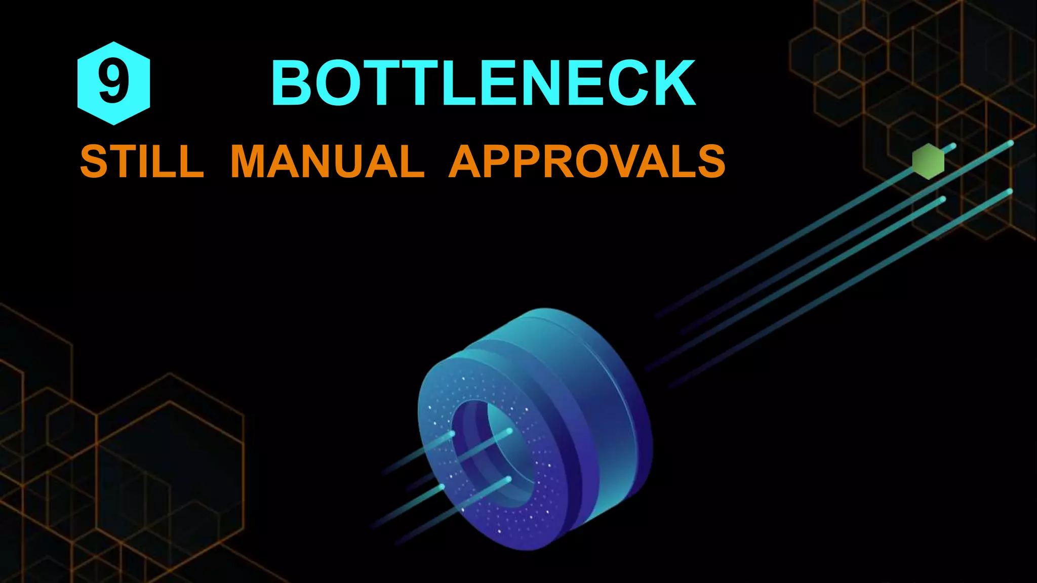 BOTTLENECK
STILL MANUAL APPROVALS
9
 