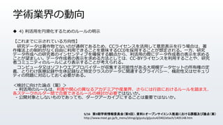 ѧgI΄
? 4) äһ뤿Υ`ʾ
ޤǤʾƤ뷽ԡ
оǩ`ǤʤΤͨǤ뤿ᡢCC饤󥹤ä˼ʾФϤϡ
طϤƼsʤɤäǤ뤳ȤζCC0ä뤳Ȥ붨롣һо
ǩ`ɤؤоߤΥ󥻥ƥ֤_Q㤫顢äH˥ǩ`ߤαʾ
Ȥޤǩ`ߤαʾ뷽ȤƤϡCC-BY饤󥹤ä뤳Ȥ䡢о
ߥߥ˥ƥΥ`ˤʾ뤳Ȥ롣
ԥ`֤ϥեȥץХ`ԤҎģǩ`åȤИؤζ
xȤ櫓ҽӛhӛhʤض饹Υǩ`vBץ饤Х`C֤ϥ
ƥΆ}ˌꤷƤҪ롣
ӑ򤱤Փ㣨
- äΥ`ϡvĤήʤ륢ǥߥbI硢ˤˤ`̤ޤ
Ʃ`ۥ`gǺǤ`ΗӑҪǤϤʤ
- _ȤʤΤǤäƤ⡢``֤ˤ뤳ȤҪǤϤʤ
5/16 9ѧgίTᣨ9أ. Y3 `ץ󥵥Mˤn}Փ㣨
http://www.mext.go.jp/b_menu/shingi/gijyutu/gijyutu4/040/attach/1405148.htm
 