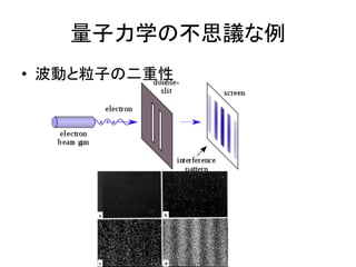 量子力学の不思議な例
• 波動と粒子の二重性
 