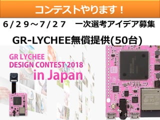 29
コンテストやります！
６/２９～７/２７ 一次選考アイデア募集
GR-LYCHEE無償提供(50台)
 