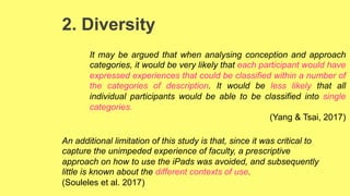 2. Diversity
An additional limitation of this study is that, since it was critical to
capture the unimpeded experience of ...