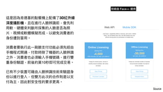 這是因為肯德基的點餐機上配備了3D紅外線
深度攝影機，且在進
行
人
臉辨識前，會先利
用
軟、硬體來判斷所採集的
人
臉是否為照
片、視頻或軟體模擬
而
成，以避免消費者的
身
份遭到冒
用
。
消費者要執
行
此
一
刷臉
支
付功能必須先經由
手
機程式開通，付款時除了機器的
人
臉辨識
之外，消費者也必須輸入
手
機號碼，進
行
雙
重
身
份驗證，前後約莫10秒即可完成交易。
已有不少裝置可藉由
人
臉辨識技術來驗證
身
份以進
行
登入，但雙
方
此次的合作則是以
支
付為主，因此對安全性的要求更
高
。
技術由 Face++ 提供
Source
 