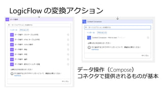 LogicFlow の変換アクション
データ操作（Compose）
コネクタで提供されるものが基本
 