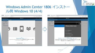 Windows Admin Center 1806 インストー
ル例 Windows 10 (4/4)
2018/06/30 18
 