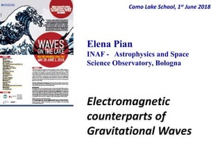 Como Lake School, 1st June 2018
Elena Pian
INAF - Astrophysics and Space
Science Observatory, Bologna
Electromagnetic
counterparts of
Gravitational Waves
 