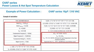 C4AF series
Power Losses & Hot Spot Temperature Calculation
Example of Power Calculation : C4AF series 10µF / 310 VAC
 