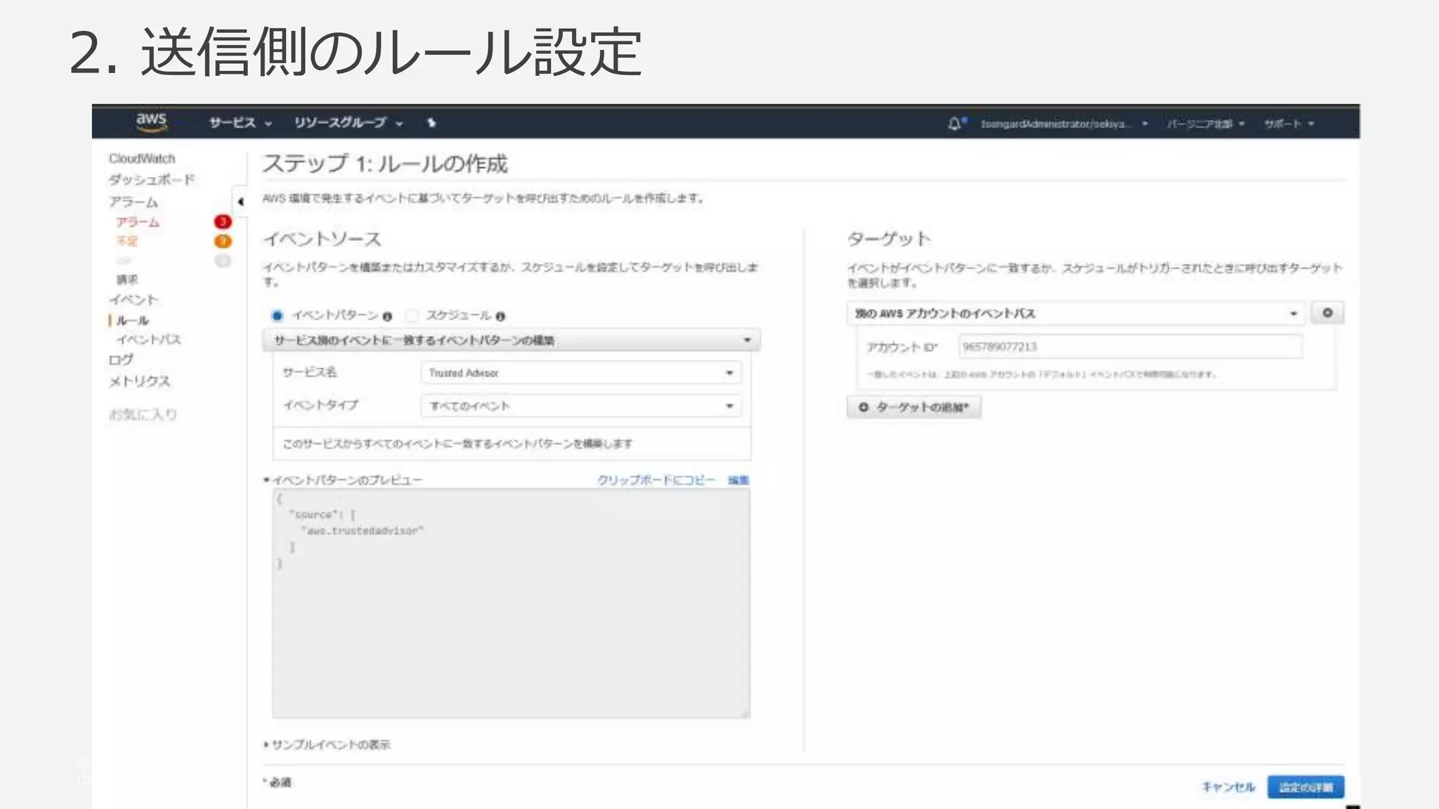 © 2017, Amazon Web Services, Inc. or its Affiliates. All rights
reserved.
2. 送信側のルール設定
 