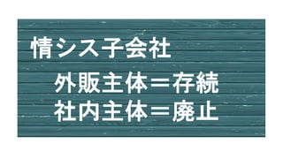 情シス子会社
外販主体＝存続
社内主体＝廃止
 