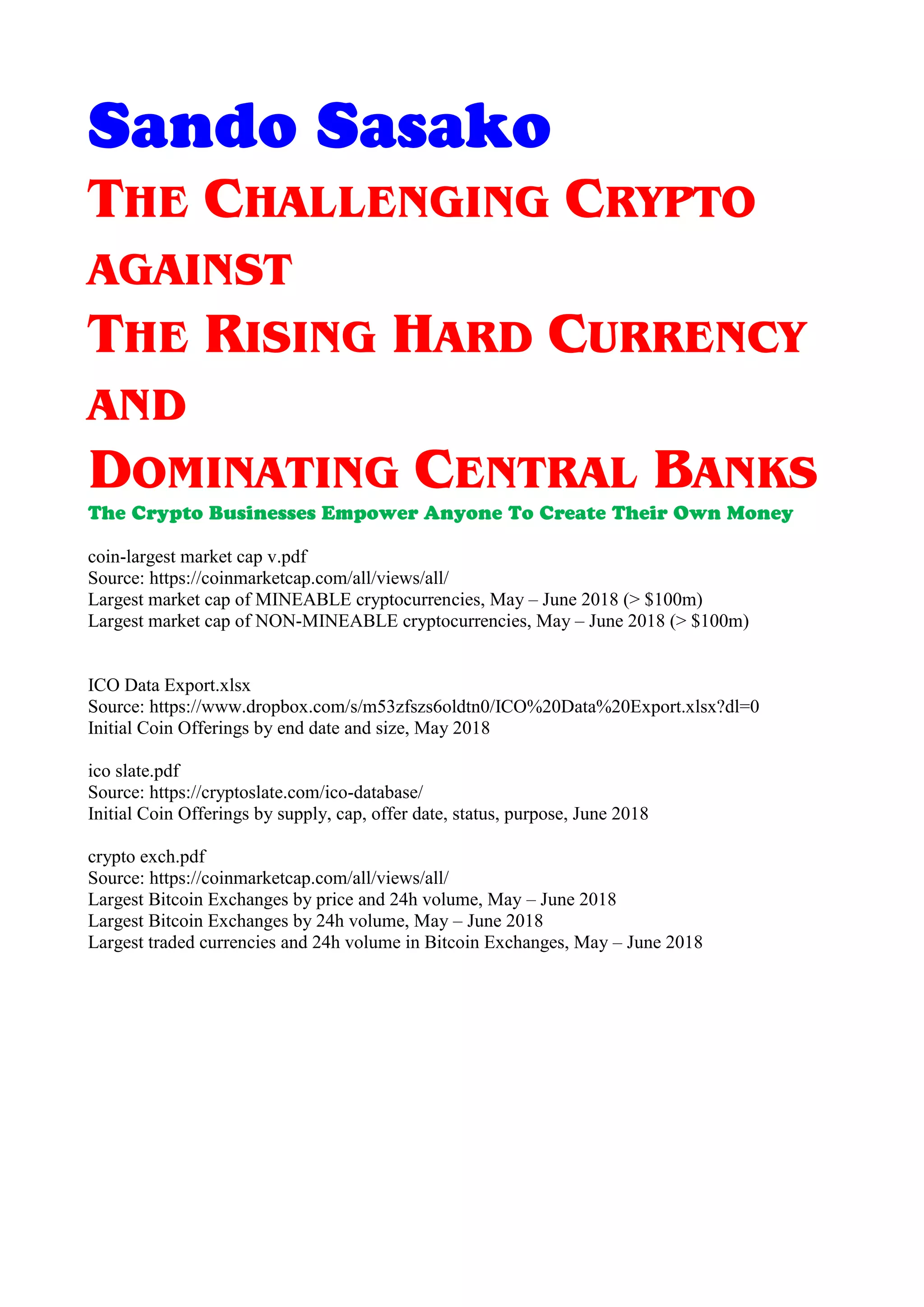 The Challenging Crypto against The Rising Hard Currency and Dominating  Central Banks | PDF