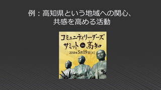 例：高知県という地域への関心、
共感を高める活動
 