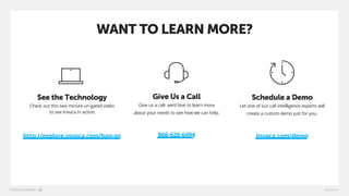WANT TO LEARN MORE?
See the Technology
Check out this two minute un-gated video
to see Invoca in action.
http://explore.invoca.com/hpn-ps
Give Us a Call
Give us a call- we’d love to learn more
about your needs to see how we can help.
866-626-6494
Schedule a Demo
Let one of our call intelligence experts will
create a custom demo just for you.
Invoca.com/demo
5 V y
 