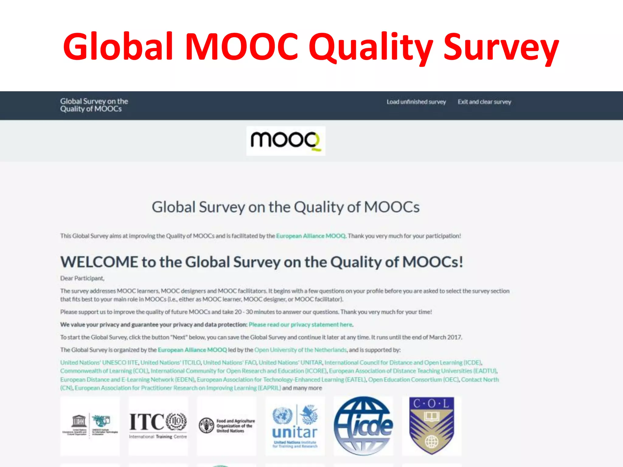 Global MOOC Quality Survey
 