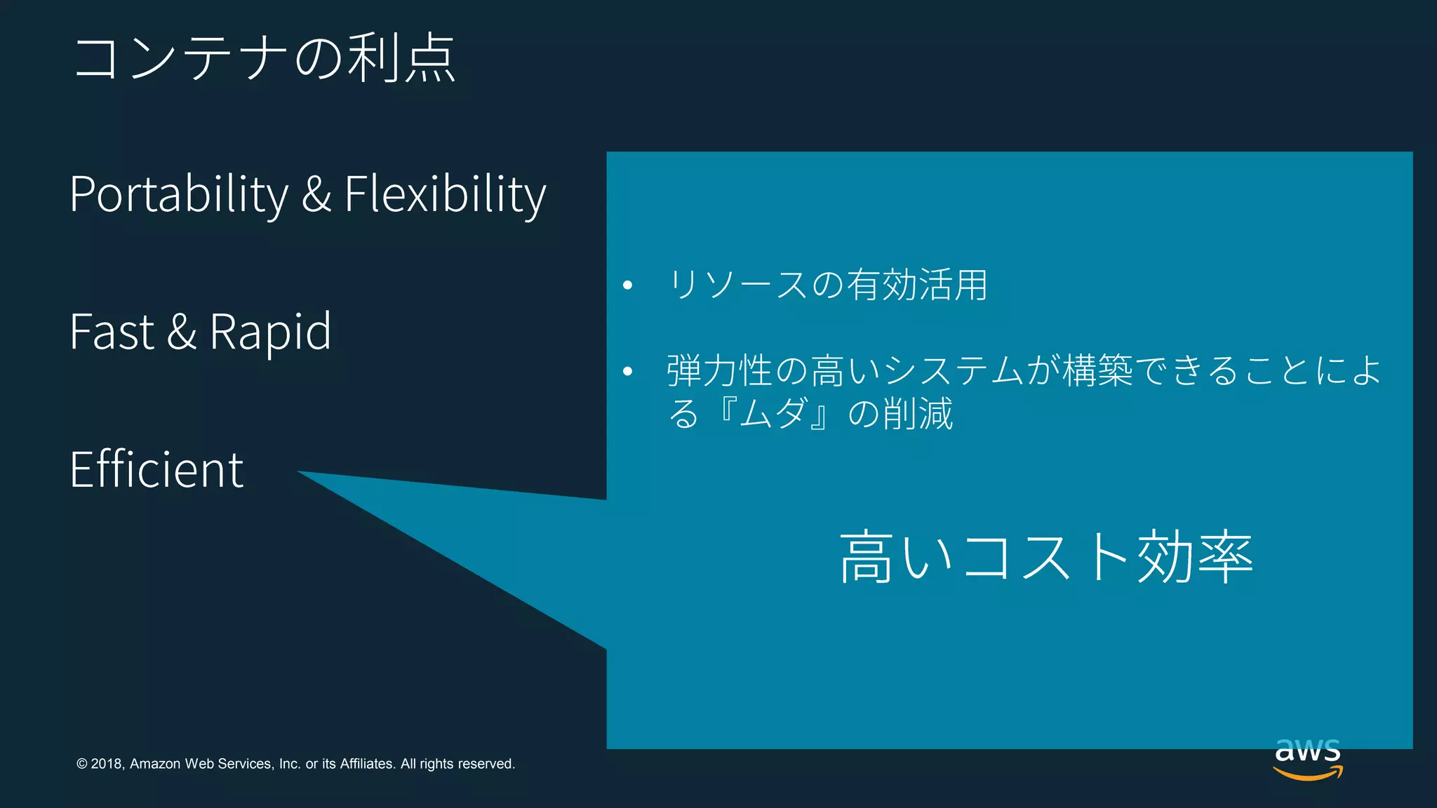© 2018, Amazon Web Services, Inc. or its Affiliates. All rights reserved.
•
•
 