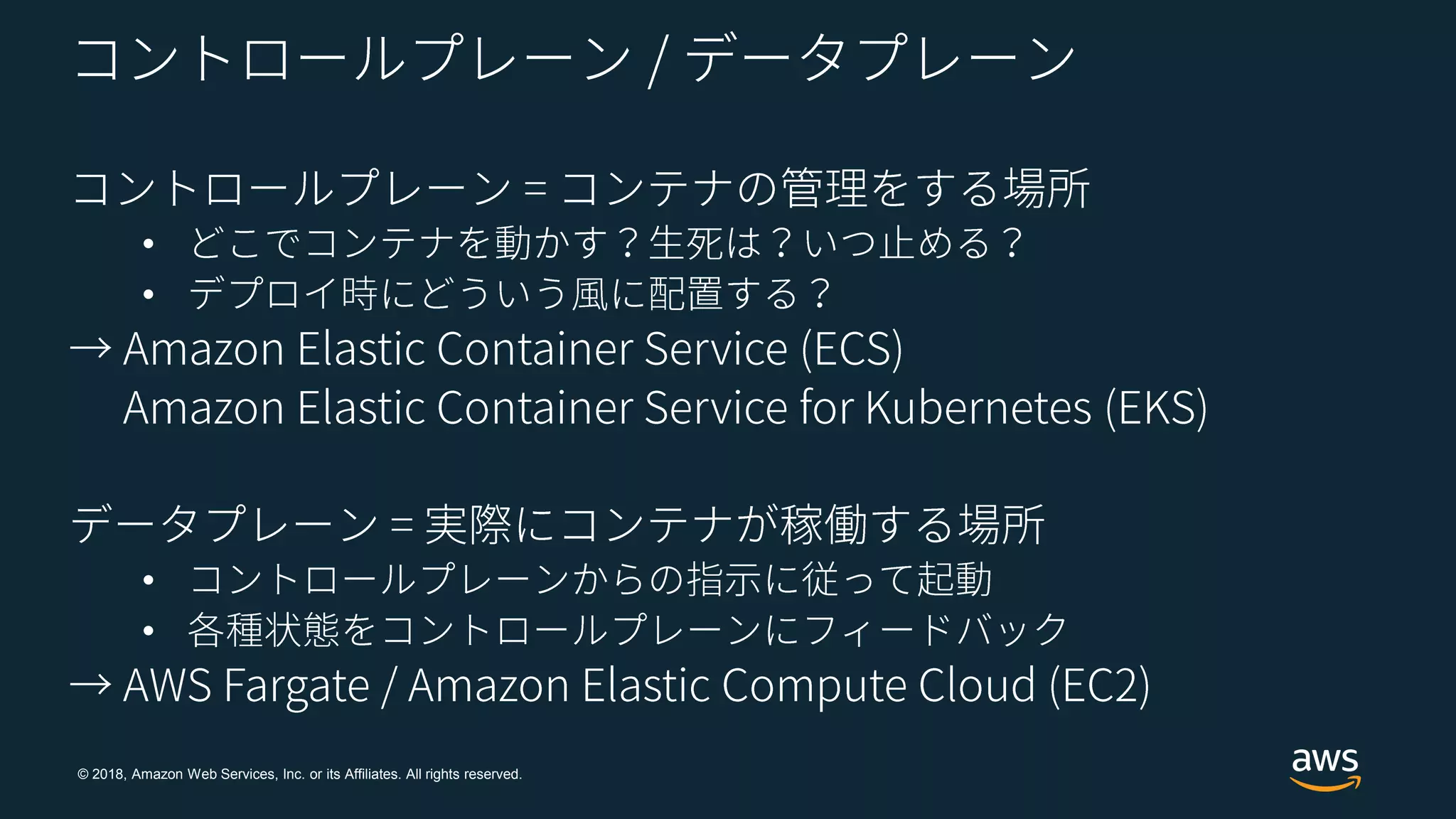 © 2018, Amazon Web Services, Inc. or its Affiliates. All rights reserved.
•
•
•
•
 