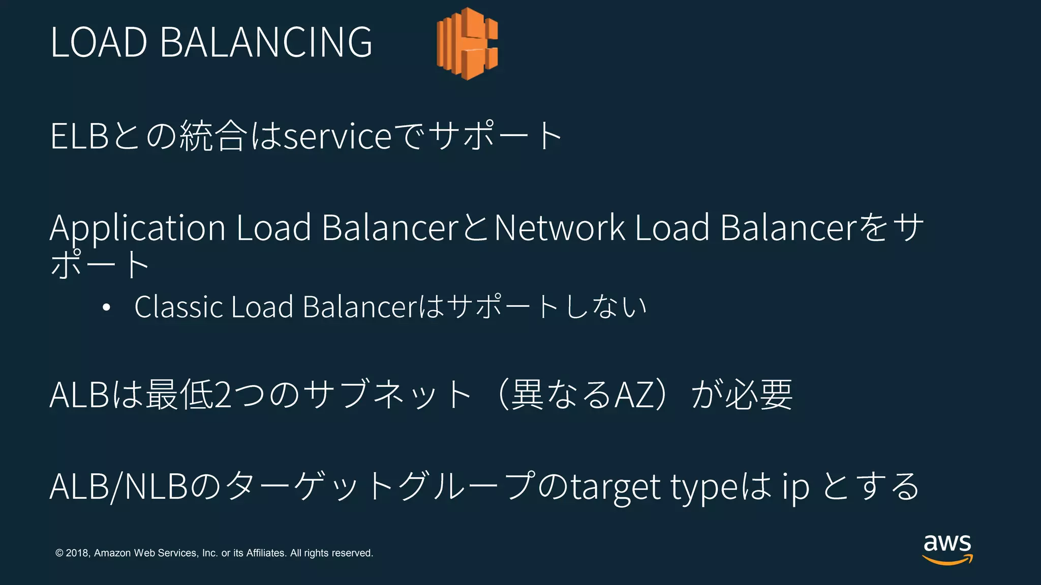 © 2018, Amazon Web Services, Inc. or its Affiliates. All rights reserved.
•
 