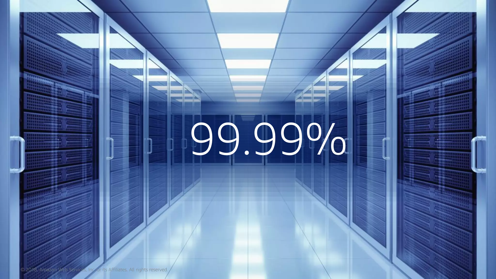 © 2018, Amazon Web Services, Inc. or its Affiliates. All rights reserved.
99.99%
© 2018, Amazon Web Services, Inc. or its Affiliates. All rights reserved.
 