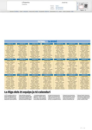 31/07/18L'Esportiu
Cataluña
Prensa: Diaria
Tirada: 250 Ejemplares
Difusión: 250 Ejemplares
Página: 12
Sección: FUTBOL Valor: 1.452,00 € Área (cm2): 439,8 Ocupación: 45,84 % Documento: 1/1 Autor: Núm. Lectores: 1000
Cód:119636354
37 / 43
 