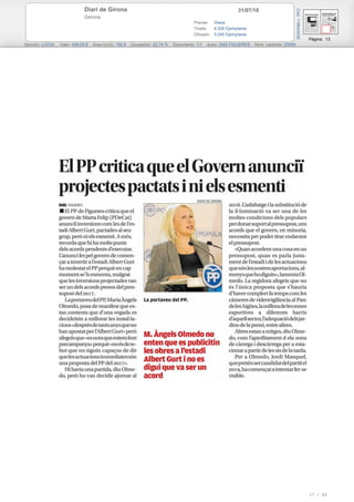 31/07/18Diari de Girona
Gerona
Prensa: Diaria
Tirada: 6.926 Ejemplares
Difusión: 5.040 Ejemplares
Página: 13
Sección: LOCAL Valor: 429,00 € Área (cm2): 192,9 Ocupación: 22,74 % Documento: 1/1 Autor: DdG FIGUERES Núm. Lectores: 23000
Cód:119643435
17 / 43
 