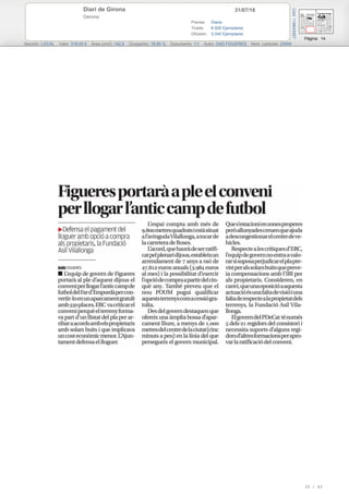 31/07/18Diari de Girona
Gerona
Prensa: Diaria
Tirada: 6.926 Ejemplares
Difusión: 5.040 Ejemplares
Página: 14
Sección: LOCAL Valor: 318,00 € Área (cm2): 142,9 Ocupación: 16,85 % Documento: 1/1 Autor: DdG FIGUERES Núm. Lectores: 23000
Cód:119643057
20 / 43
 