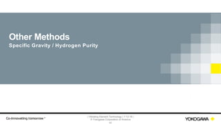 | Vibrating Element Technology | 7-12-18 |
© Yokogawa Corporation of America
41
Other Methods
Specific Gravity / Hydrogen Purity
 