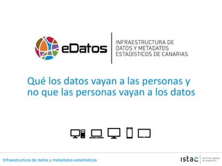 Infraestructura de datos y metadatos estadísticos
Qué los datos vayan a las personas y
no que las personas vayan a los datos
 