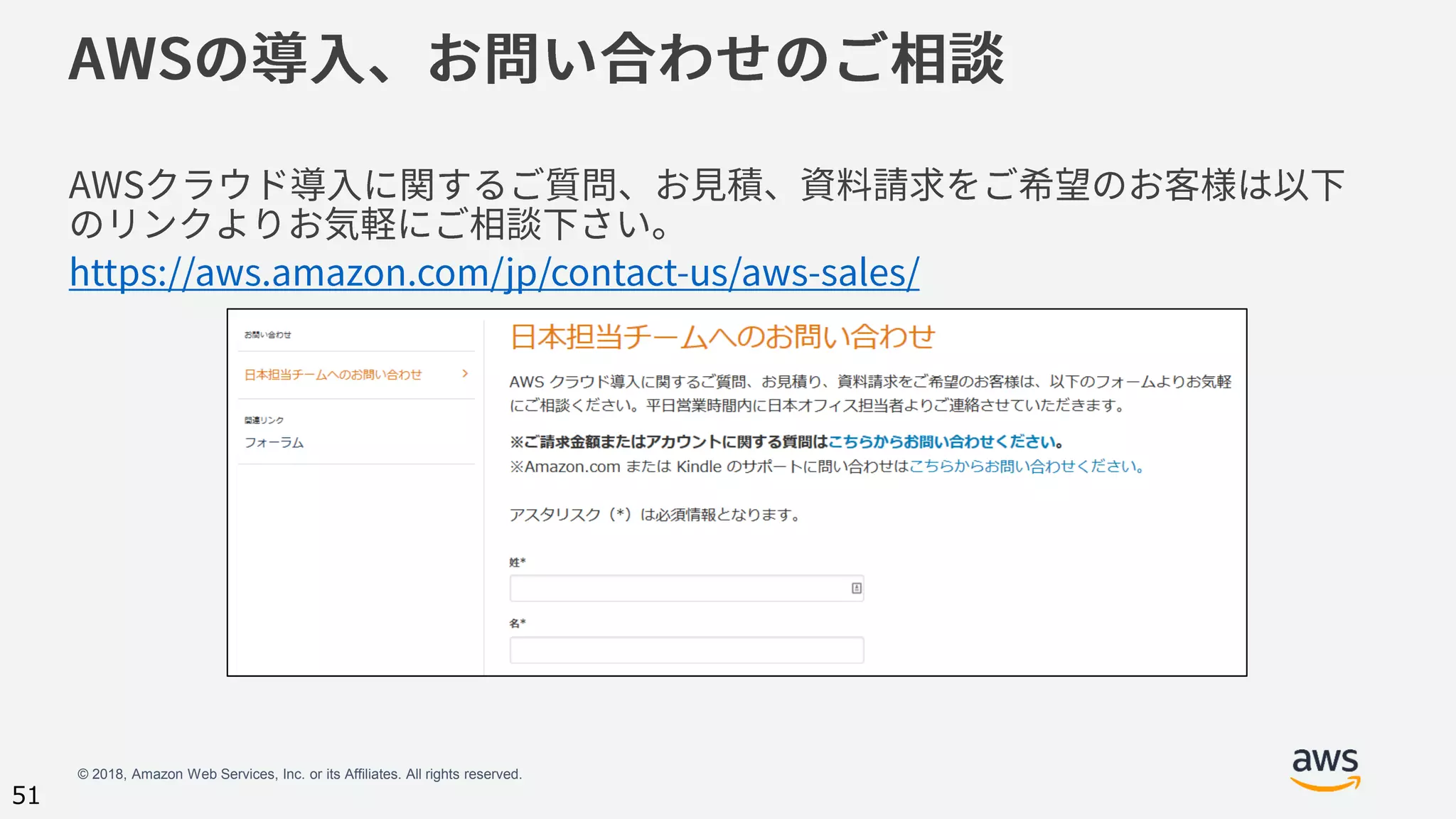 © 2018, Amazon Web Services, Inc. or its Affiliates. All rights reserved.
51
 
