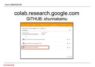 Pythonで線形判別分析
colab.research.google.com
GITHUB: shunnakamu
 