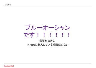 はじめに
ブルーオーシャン
です！！！！！！
需要が大きく、
本格的に参入している組織は少ない
 