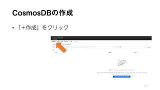 CosmosDBの作成
• 「＋作成」をクリック
127
 
