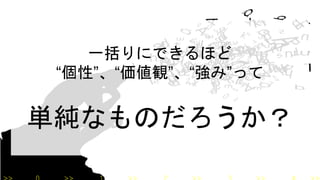 一括りにできるほど
“個性”、“価値観”、“強み”って
単純なものだろうか？
 