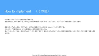 How to implement
Copyright @Hirokazu Egashira a.k.a eegozilla. All right reserved.
 