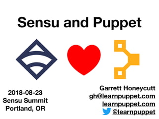 Garrett Honeycutt
gh@learnpuppet.com
learnpuppet.com
@learnpuppet
2018-08-23
Sensu Summit
Portland, OR
Sensu and Puppet
 