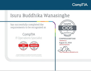 CompTIA IT Operations Specialist Certificate - CIOS