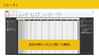 2018/08/28 データ分析プラットフォーム勉強会 #3 26
設定が終わったら [閉じて適用]
フェーズ１
 