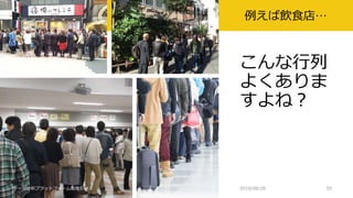 こんな行列
よくありま
すよね？
2018/08/28データ分析プラットフォーム勉強会 #3 55
例えば飲食店…
 