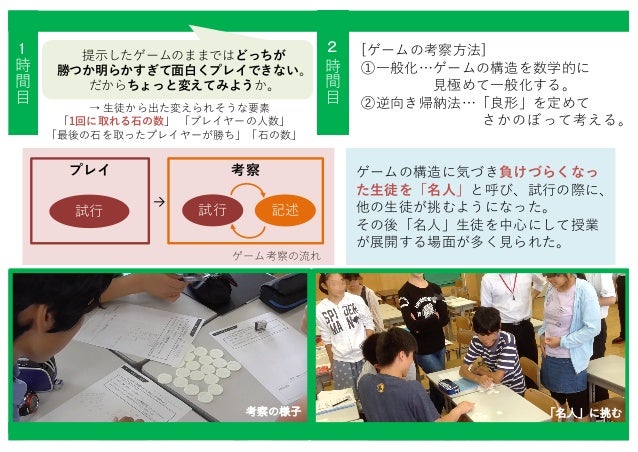 中学生を対象とした 数学と人間の活動 の授業開発 ー 石取りゲーム を教材としてー