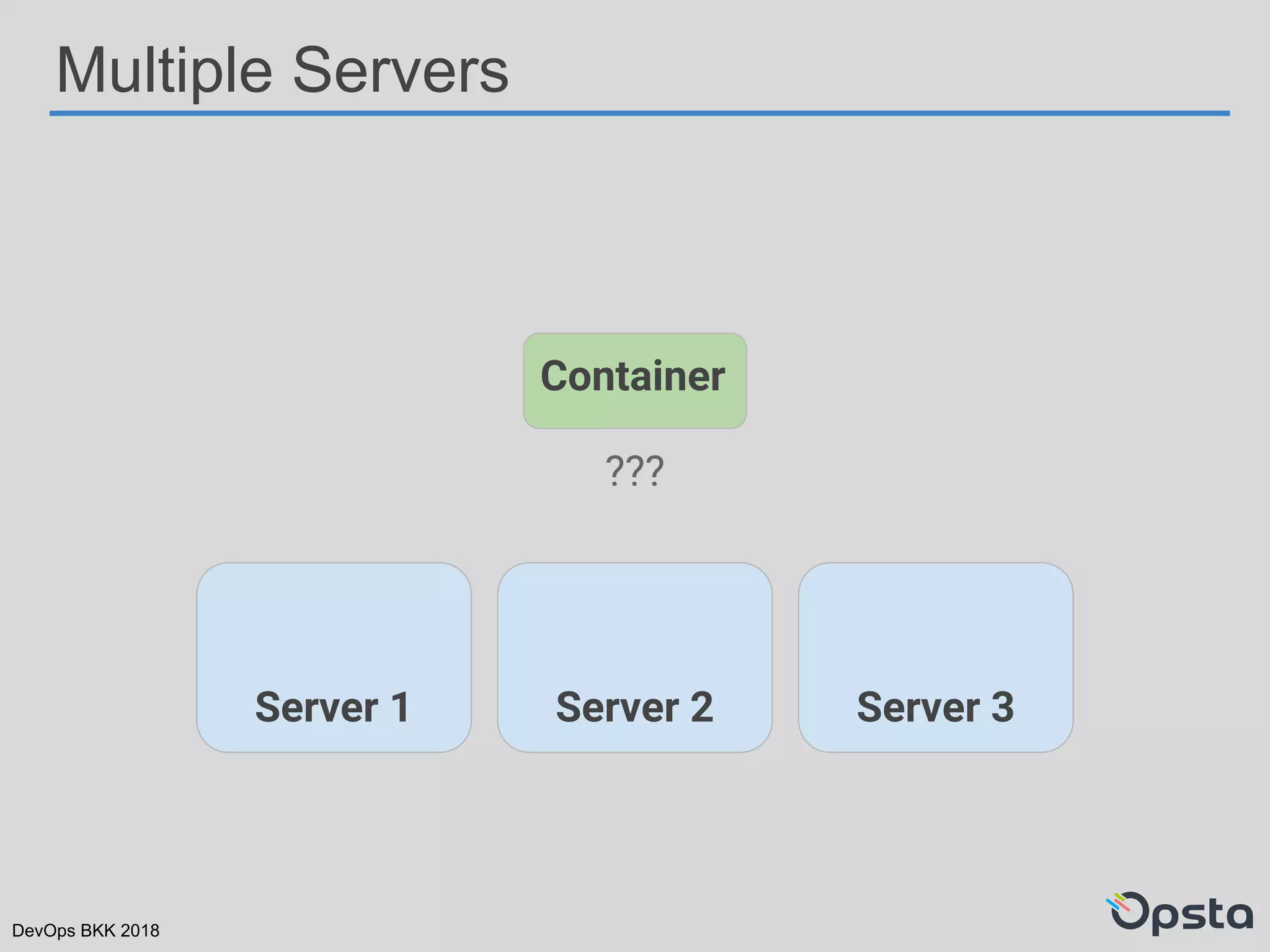 DevOps BKK 2018
Multiple Servers
Server 1 Server 2 Server 3
Container
???
 