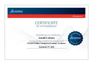 Arnold Labares
SOLIDWORKS Simulation Premium: Nonlinear
September 17, 2018
 